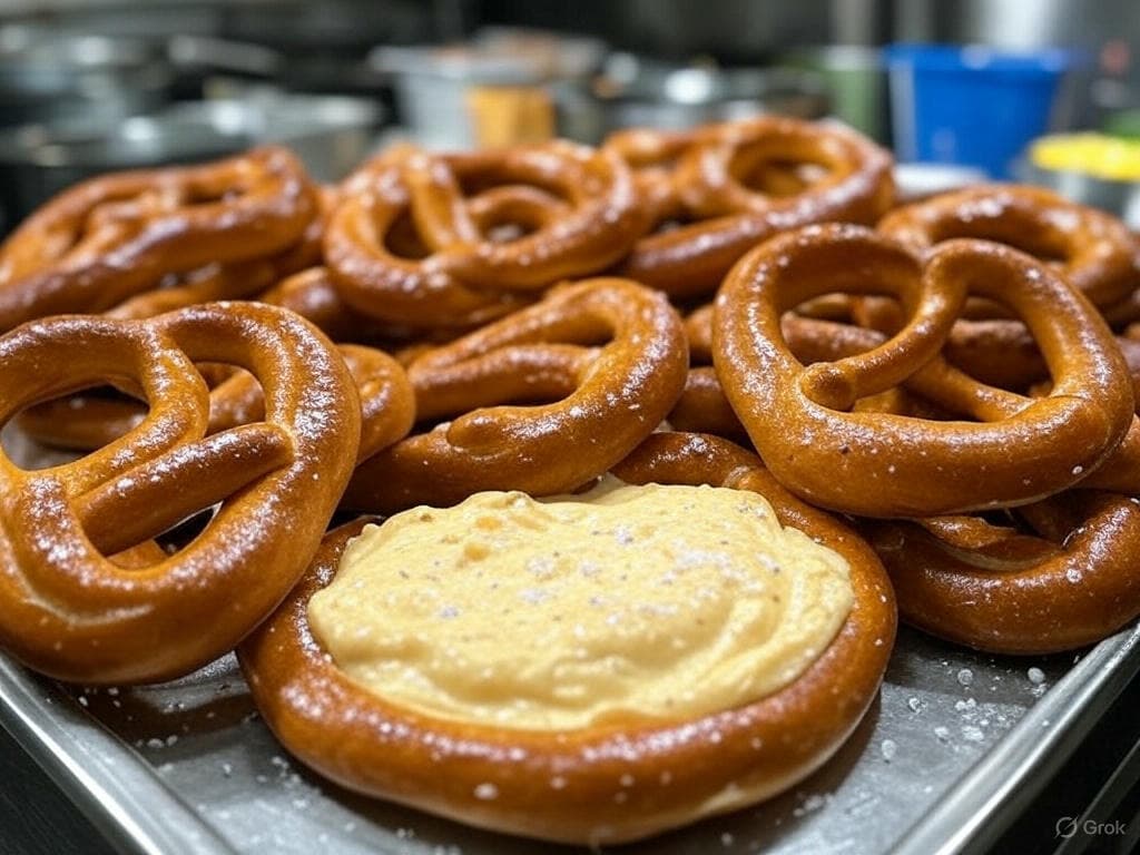 Golden soft pretzels with beer cheese dip